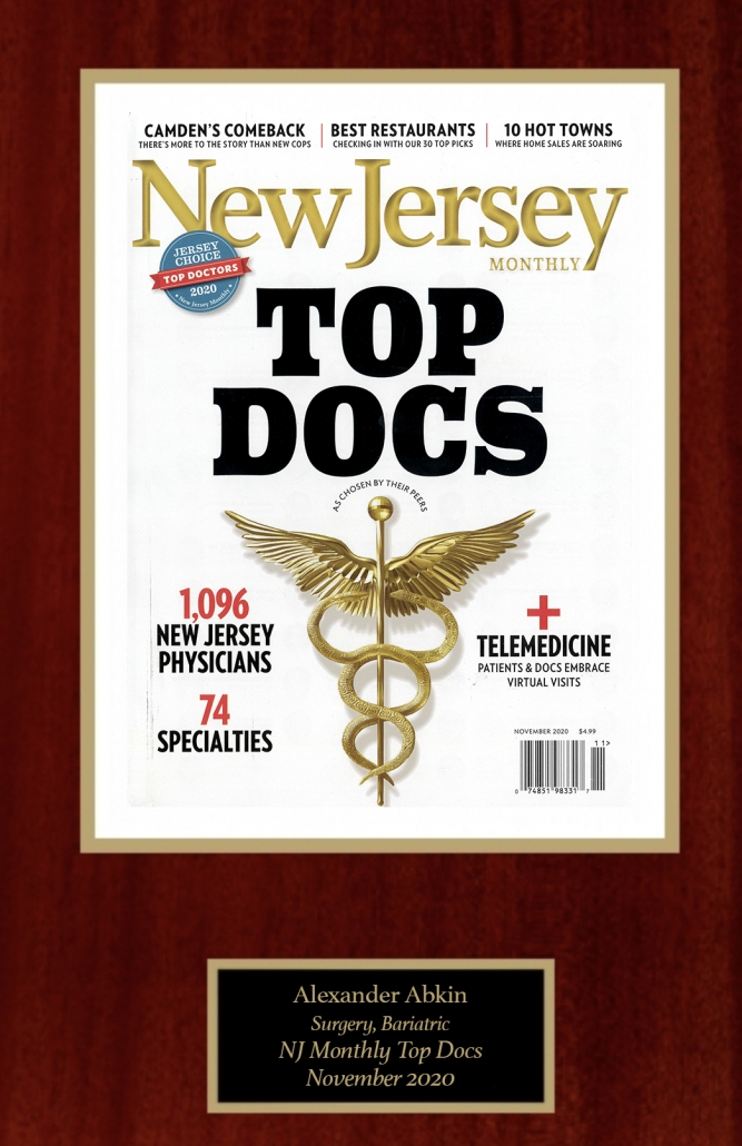 NJ “Top Doctors” in Bariatric Surgery by New Jersey Monthly Magazine